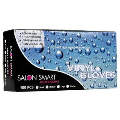 Salon Smart Vinyl Disposable Gloves - Black Small 100pk 